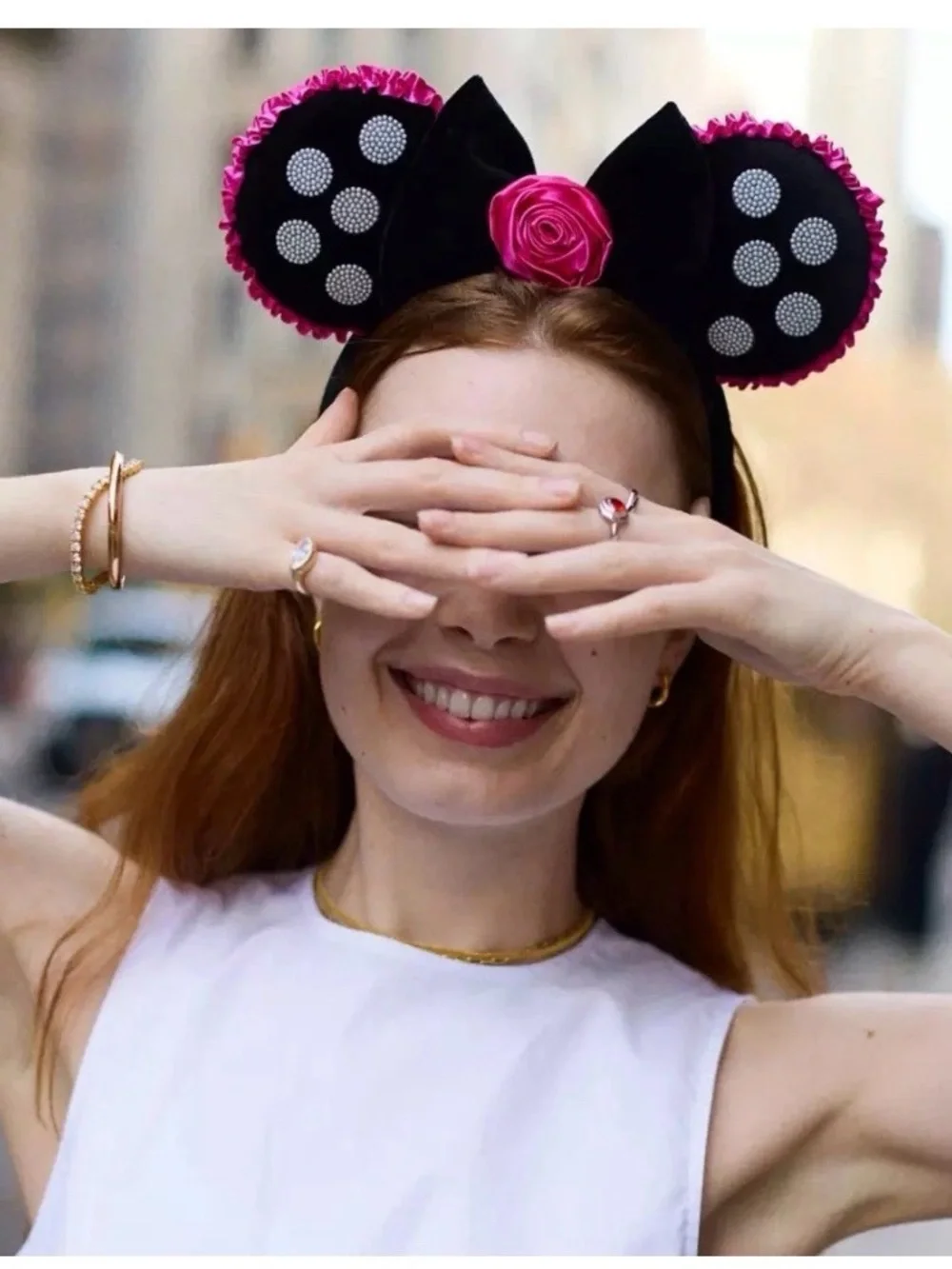 Disney Parks Baublebar Minnie Mouse Classic Dots Adult Ear Headband New
